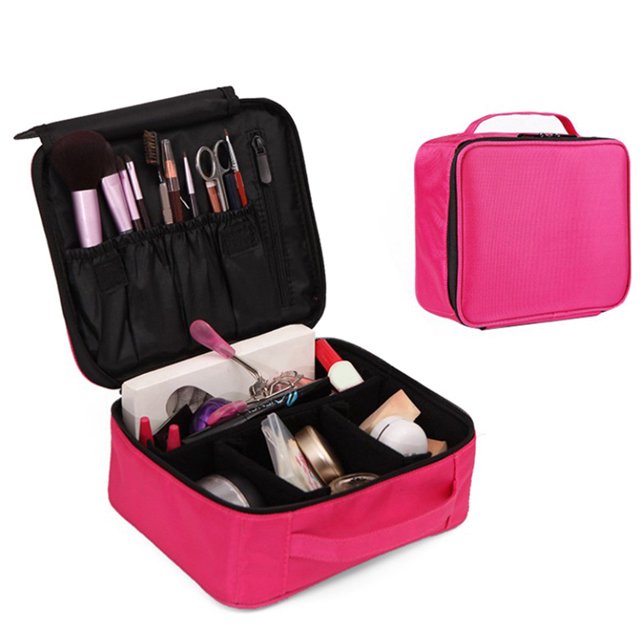Coofit Makeup Bag Portable Lightweight Dual Layer Cosmetic Bag Toiletry Bag for Travel