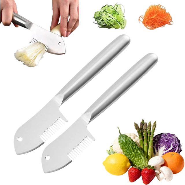 Stainless Steel Multi-Purpose Julienne Peeler, Precision Julienne Blade, Vegetable Julienne Slicer Quick & Easy Kitchen Shredder Tool for Fruit, Potatoes, Carrot (2pcs)
