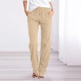 thumbnail image 2 of Yuyuzo Womens Casual Cotton Linen Pants High Waisted Drawstring Loose Fitted Trousers with Pockets, 2 of 5