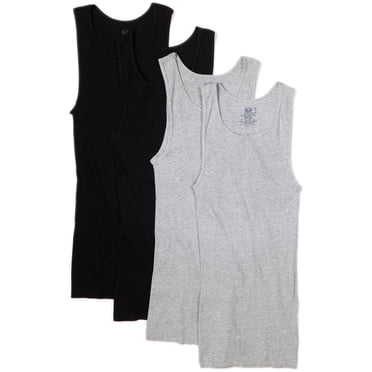 Fruit of the Loom Men`s 4pk Black/Gray A-Shirts, XL, Black/Grey