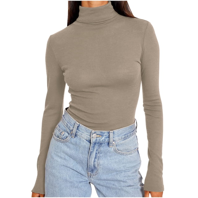 BLVB Chandails de Base à Col Roulé à Manches Longues pour Femmes, Mode d'Automne, sous-Vêtements Thermiques de Base, Hauts, Vêtements d'Hiver