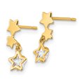 thumbnail image 2 of 14K Yellow Gold Madi K CZ Children's Star Dangle Post Earrings, 2 of 2