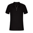 thumbnail image 4 of Hauts d'Été Chemises Habillées Noires pour Hommes Hommes Décontracté Uni Col Rabattu Chandail à Rayures Haute Élasticité Manches Courtes Blouse Extensible Chemises Untuckit,Noir,TTG, 4 of 8