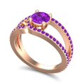 thumbnail image 2 of Bague de Mariée Ronde Améthyste 2.50 Ct pour Dames Solide 18K Or Rose Taille 8 par Diamond-Capitals, 2 of 8