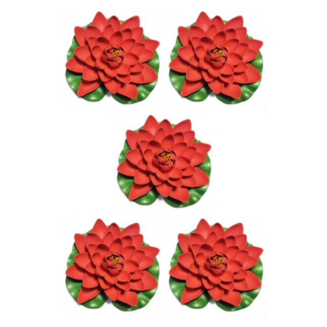 QualitChoice Artificial Lotus Replacement Simulation Outdoor Garden Park Pond Pool Photography Fake Water Flower Decor Red 5PCS