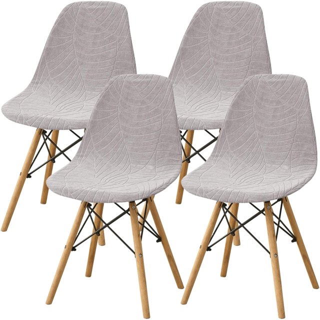 Shell Dining Room Chair Slipcovers Set of 2/4/6,Stretch Modern Armless Lounge Chair Slipcovers Protector for Kitchen Dining Living Room(Light Gray,4Pcs)