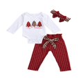 thumbnail image 2 of Pantalon à Carreaux/léopard à Manches Longues + Combinaison Bandeau pour Bébé, 2 of 8