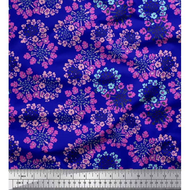 Soimoi Poly Georgette Fabric Flower Artistic Decor Fabric Printed Yard 42 Inch Wide