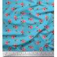 thumbnail image 1 of Soimoi Tissu en Rayonne Imprimé Feuilles & Roses Floral Tissu au Mètre 56 Pouces de Large, 1 of 3
