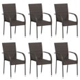 thumbnail image 1 of vidaXL Stackable Outdoor Chairs 6 pcs Poly Rattan Brown, 1 of 4