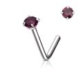 thumbnail image 2 of Nose Ring Stud L-Shape Surgical Steel Screw Piercing 3MM Set CZ Gem 20G 18G 6MM, 2 of 10