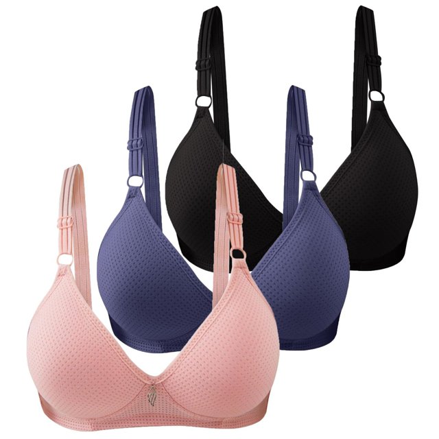 Kcodviy 3 Pcs Soutiens-Gorge Sans Couture Couleur Unie pour Femmes Bonnet Rassemblé Respirant Côté 36 C Soutien-Gorge Pliable Bretelles Réglables Soutiens-Gorge Confortables Rehausseur Grand Soutien-Gorge