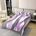 thumbnail image 2 of Erosebridal Chic Géométrique Housse de Couette 100 % Coton Taille Simple, Rayures Violettes Housse de Couette 100 % Coton Simple, Décor Abstrait, Réversible 2 Pcs (Sans Couette), 2 of 8