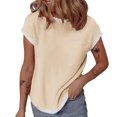 thumbnail image 1 of hotojiny Hauts pour Femmes Mode Texturé Col Rond Poche Tee Été Bloc de Couleur Manches Courtes Chemise Décontractée Vêtements 2025, 1 of 5