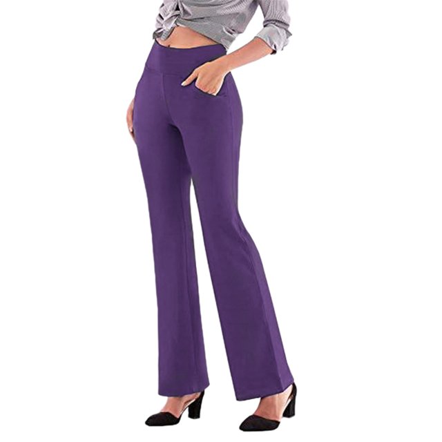 Innerwin Pantalons Taille Haute Femme Harem Course Jambes Larges Extensibles Violet 4TG