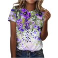thumbnail image 2 of Économies du Printemps! CEHVOM T-Shirts Graphiques Floraux pour Femmes, T-Shirt à Manches Courtes Boho à Imprimé Paysage Floral pour Femmes, Col Rond Ample Décontracté d'Été Décontracté Ample Basique Confortable T-Shirts Boho Hauts 2023, 2 of 5