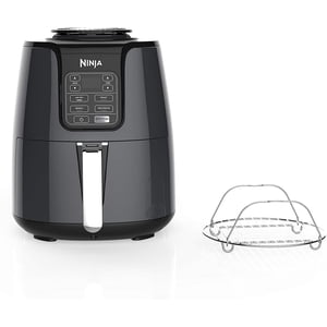 Ninja Air Fryer 1550-Watt Programmable Base for Air Frying Roasting Reheating & Dehydrating with 4-Quart Ceramic Coated Basket (AF101) Black/Gray