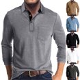thumbnail image 5 of EQWLJWE Liquidation d'Été! Haut Homme Contrasté Manches Longues Ample Col à Revers Poche T-shirt Décontracté Blouse Automne Manches Longues pour Homme, 5 of 5