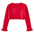 thumbnail image 3 of SROBPTY Cardigans d'Automne pour Filles, Cardigan Tricoté Uni à Col Rond à Manches Longues pour Enfants, Veste en Laine Décontractée Rouge 2 Ans, 3 of 4