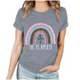 thumbnail image 1 of EGNMCR Chemise de Pâques à Manches Courtes pour Femmes Imprimé de Pâques Haut à Manches Courtes Col Rond T-Shirts pour Femmes, 1 of 3