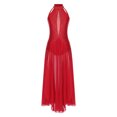 thumbnail image 1 of YiZYiF Robe Longue de Danse Lyrique pour Femme, Dos Croisé Fendu, Danse de Salon Moderne, Performance, Rouge, TG, 1 of 7