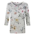 thumbnail image 4 of EGNMCR T-Shirts pour Femmes T-shirt Imprimé de Mode pour Femmes Blouse Mi-Longue à Manches 3/4 Col Rond Hauts Décontractés, 4 of 5