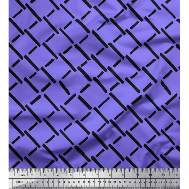 Soimoi Purple Poly Georgette Fabric Brush Stroke Abstract Printed Fabric 1 Yard 52 Inch Wide