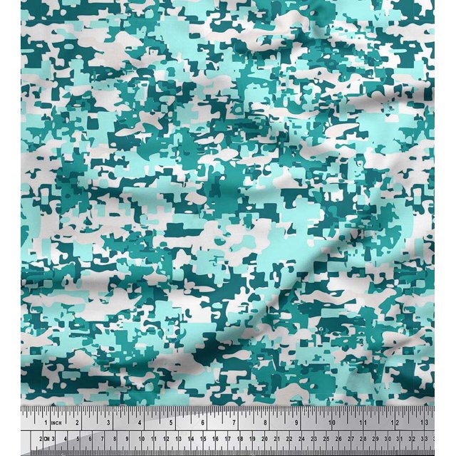 Soimoi Rayon Crepe Fabric Two Tone Camouflage Print Fabric by the Yard 46 Inch Wide