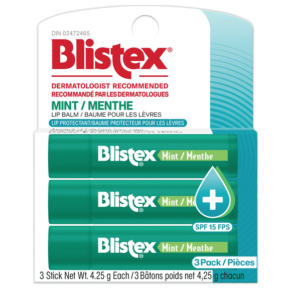 Blistex Baume pour les Lèvres à la Menthe Écran Solaire / Baume Protecteur pour les Lèvres, 3 x 4.25g