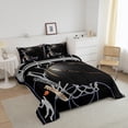 thumbnail image 3 of Erosebridal Ensemble de Couette Simple de Basketball, Couette en Duvet Noire et Grise, Décor de Chambre Sportive, Réversible, 3 of 7
