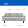thumbnail image 3 of Mainstays Storage Futon with Underseat Storage, Light Gray Fabric, 3 of 16