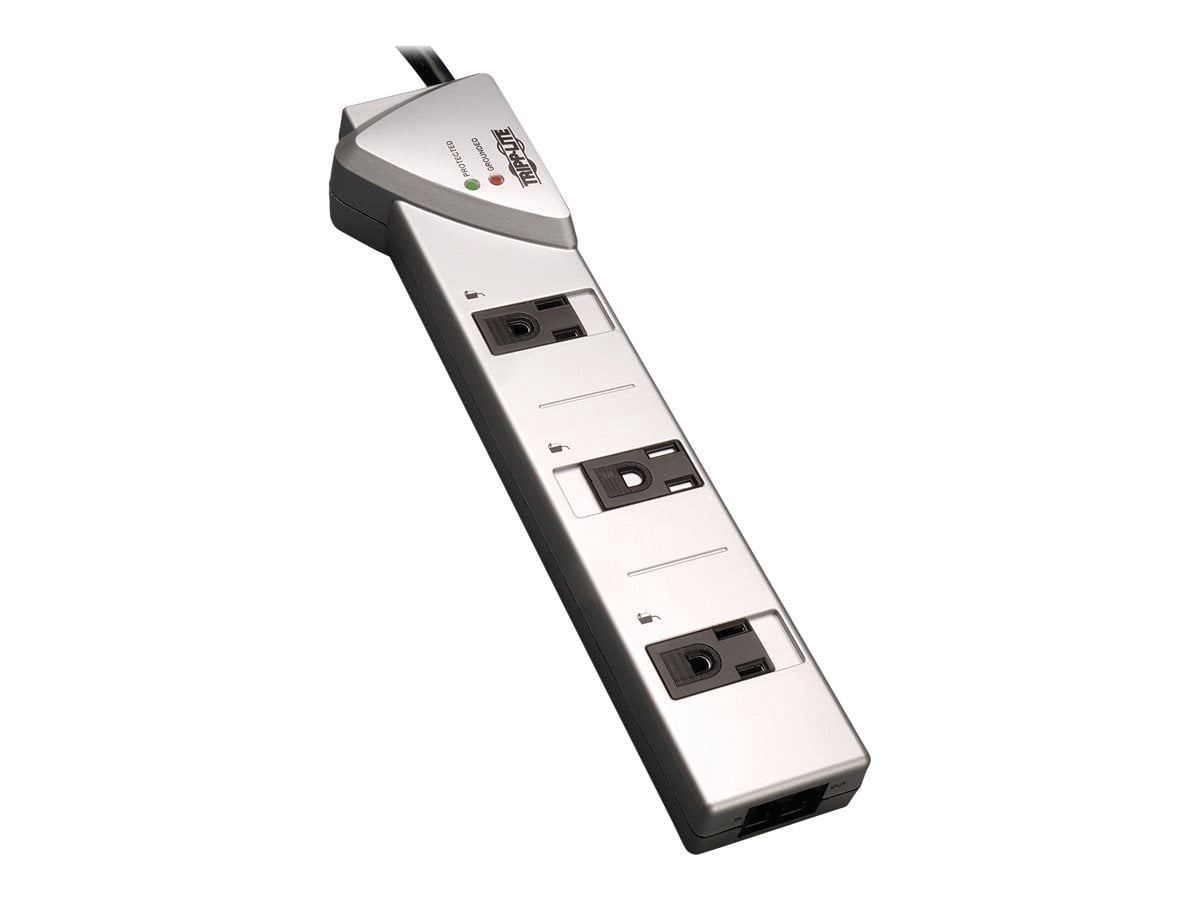 Tripp Lite Surge Protector Power Strip 120V 7 Outlet RJ11 7' Cord 1080 Joule - Surge protector - 15 A - AC 120 V - output connectors: 7 - black, metallic silver - for P/N: CLAMPUSBLK, CLAMPUSW