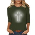 thumbnail image 2 of EGNMCR Easter T-Shirt Imprimé T-Shirts Graphiques pour Femmes Chemises pour Femmes Mode Femme Décontracté Noël Imprimé Col Rond Blouse Imprimée T-Shirt à Manches 3/4 Blouses T-Shirts pour Femmes, 2 of 4