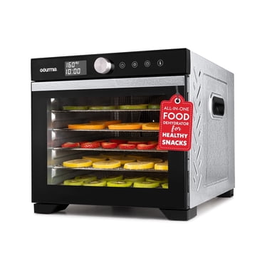 Gourmia Digital Food Dehydrator with 6 Drying Trays, Presets, Adjustable Temp, Glass Door