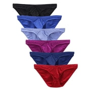 Ketyyh-chn99 Mens Bikini Underwear 2024 Breathable Short Leg Trunks Underpants Color Low Waist Panties 6PC Men's Stripes Fashion Underwear Comfortable Men's Underwear Multicolor,2XL