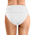 thumbnail image 3 of FYEGRE Women's High Waisted Bikini Bottom Tummy Control Ruched Bathing Suit Swim Bottom White M, 3 of 5