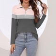 thumbnail image 4 of Plebaso Chemises à Manches Longues pour Femmes à Blocs de Couleur Quart Zip Hauts Décontractés Col Pull Blouses pour Femmes, 4 of 7