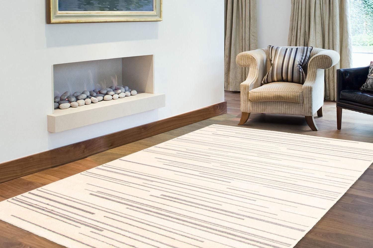 ECARPET Striped Area Rug, Minimalist Style Modern Carpet Fika Collection
