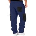 thumbnail image 3 of Ceisia Men Solid Color Loose Casual Pants Elastic Waist Drawstring Sports Gift Work Trousers, 3 of 7