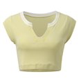 thumbnail image 4 of Kcodviy Womens V Neck Short Shirts for Women Top Sleeve Racer Back Tank 5X Tops for Women Plus Size Tops Halter Neck Crop A Line Top Dresses for Women Top, 4 of 5