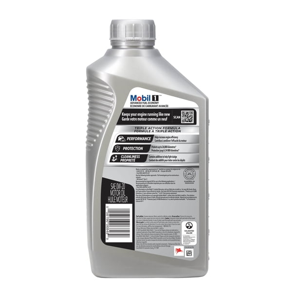 Mobil 1™ Advanced Fuel Economy Full Synthetic Motor Oil 0W-20, 1 L