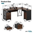 thumbnail image 4 of Bestier Bureau en L avec Tiroirs pour Dossiers, Bureau d'Ordinateur de Bureau 63 Pouces x 47 Pouces avec Armoire de Rangement, Bureau d'Angle avec Support pour Moniteur et Panneau de Modesté pour Bureau à Domicile, Cerisier, 4 of 9