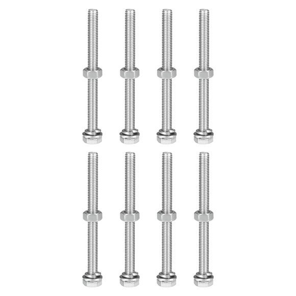 M6 x 80mm Hex Head Screws Bolts, Nuts, Flat & Lock Washers Kits, 304 Stainless Steel Fully Thread Hexagon Bolts 8 Sets