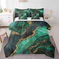 thumbnail image 1 of YST 7 Pcs Comforter Set Queen, Marble Bed In A Bag With Flat Sheet And Fitted Sheet For Kids And Adults, Golden Glitter Marbling Stone Pattern Bedding Set With Pillowcases & Shams,Green Gold, 1 of 5