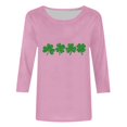 thumbnail image 3 of T-Shirt Ample à Manches Trois-Quarts et Col Rond Imprimé pour la Saint-Patrick pour Femmes, 3 of 5