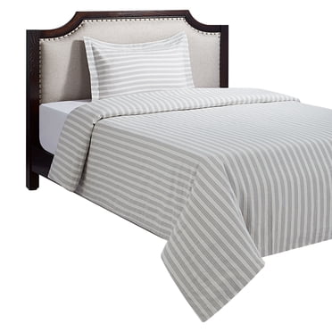 HOMETRENDS 2-Piece Grey Stripe Duvet Cover Set, Twin