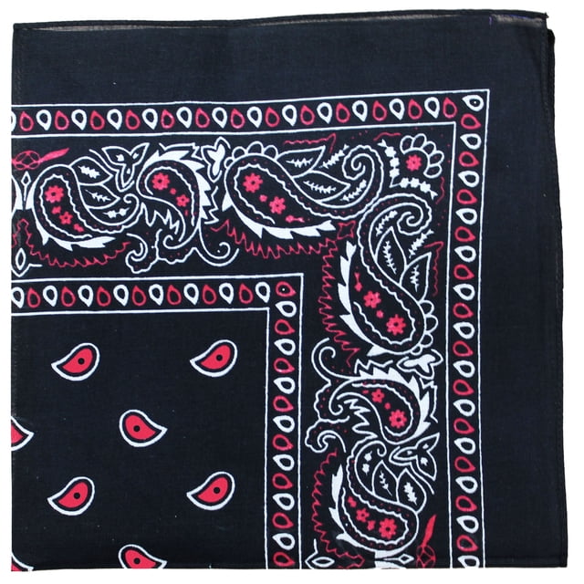 Mechaly Paisley Cotton Bandanas - 36 Pack (Black and Red)