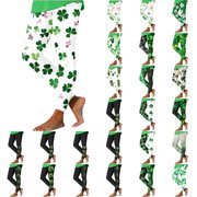 QATAINLAV Prime Today Women's Full Length Leggings St Patricks Day Shamrock Graphic Scrunch Butt Leggings Casual High Waisted Tummy Control Workout Yoga Pants Green L