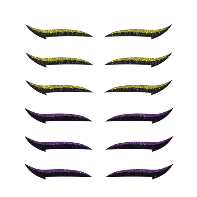Eyeliner Sticker Reusable Double Eyelid Glitter Eye Makeup Sticker Line Strip Eye Makeup for Party Cosplay Nightclub, Yellow Purple
