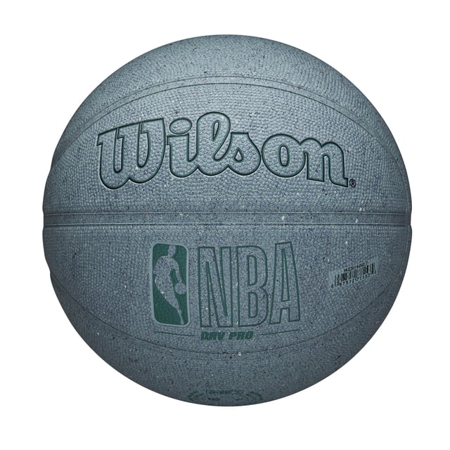 NBA DRV PRO BASKETBALL, SIZE 7, MINT front-facing view of a size 7 mint Tackskin basketball showing NBA pro seams, visible air valve and textured partly-recycled cover, positioned on an outdoor court for pickup games and practice drills.